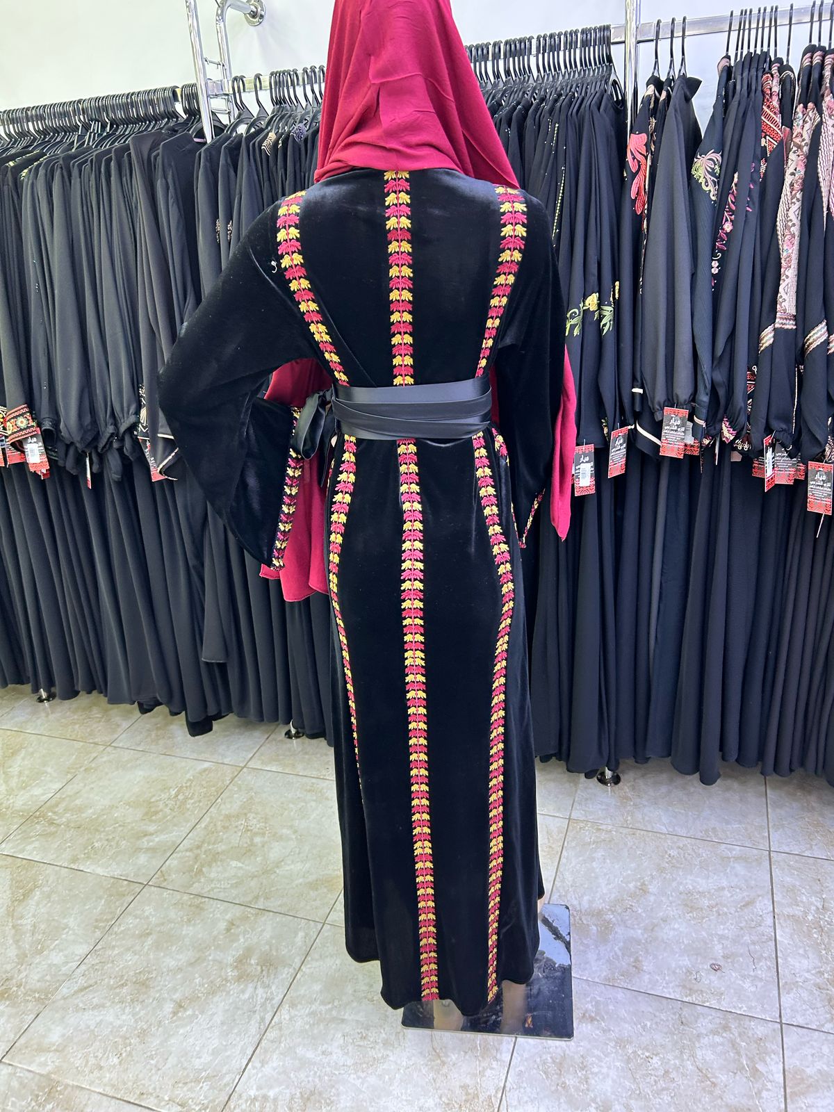 Black velvet abaya.