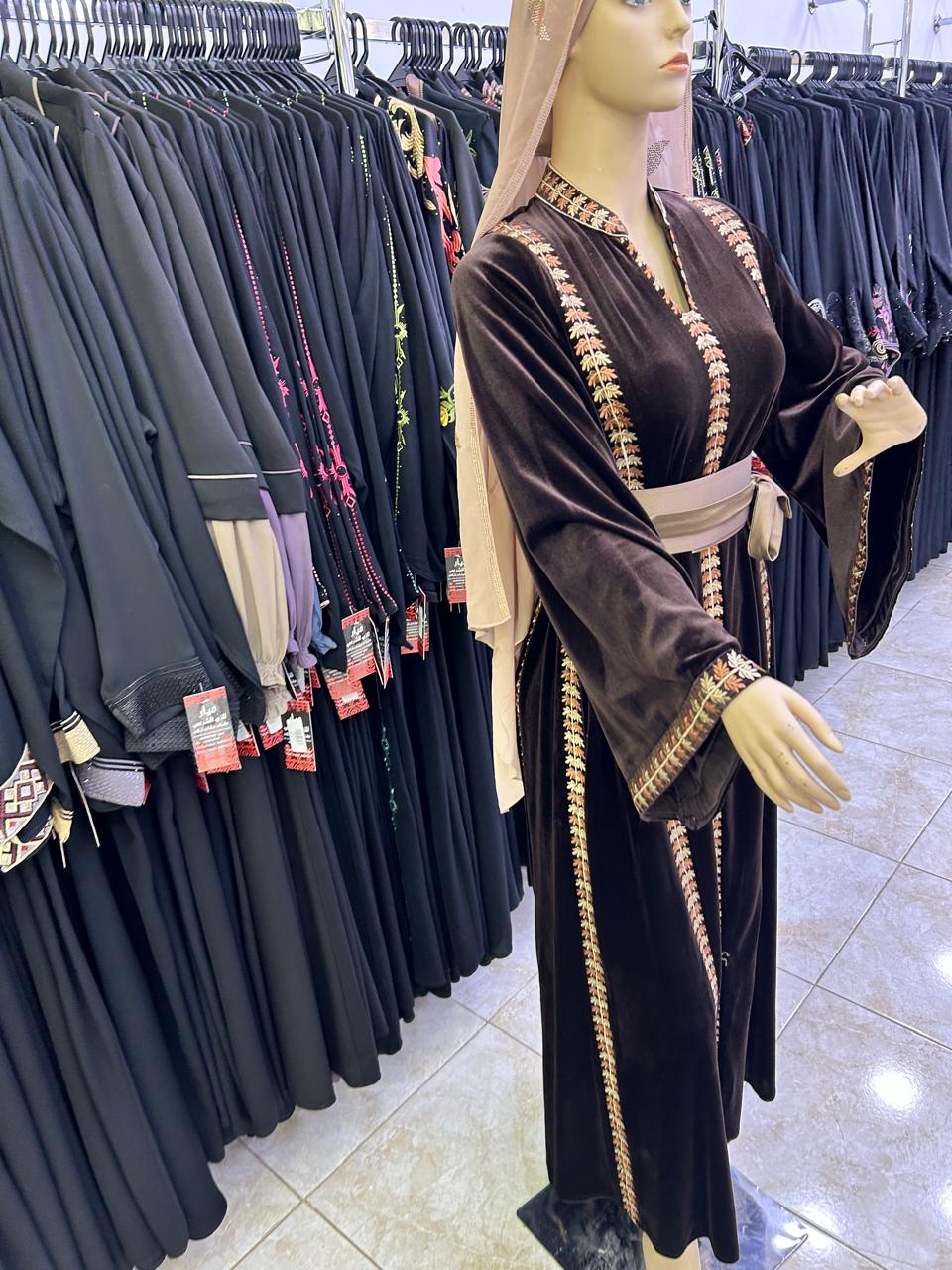 Brown velvet abaya.