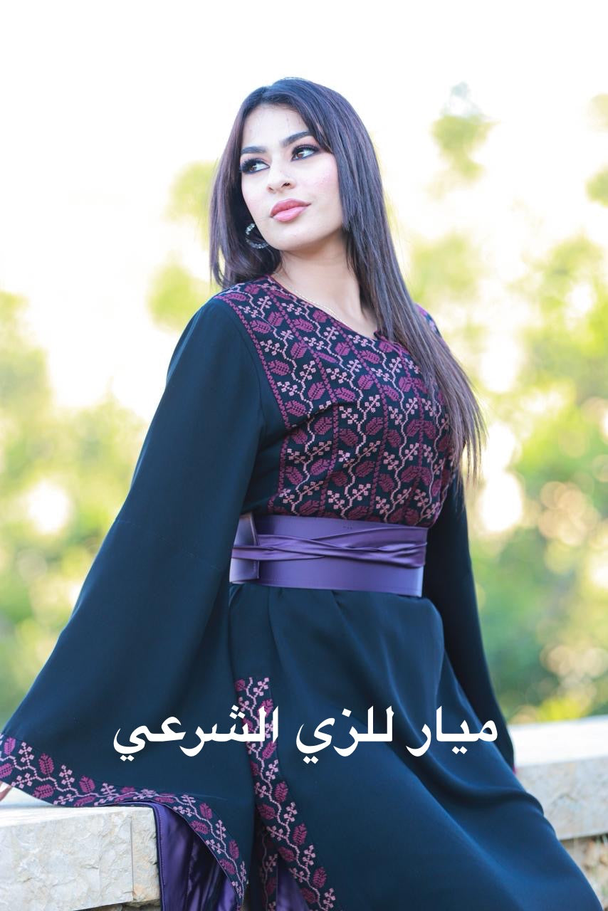 Black and purple tatreez dress.