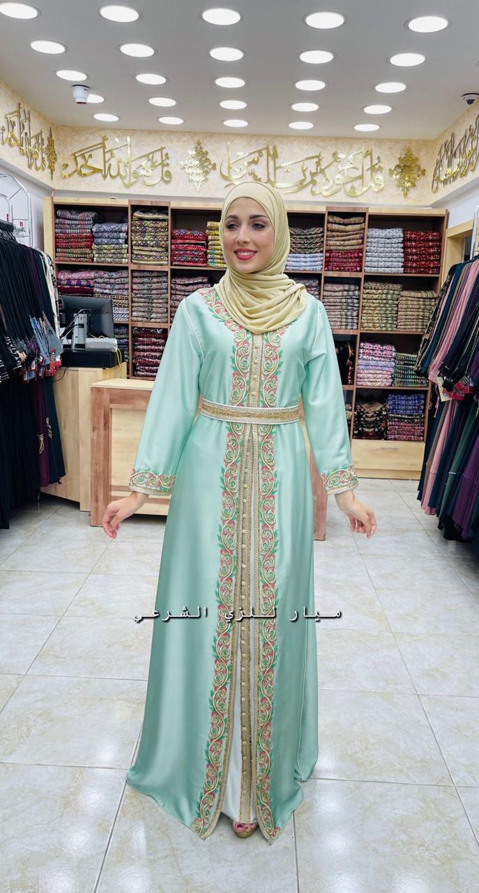 Mint color kaftan.