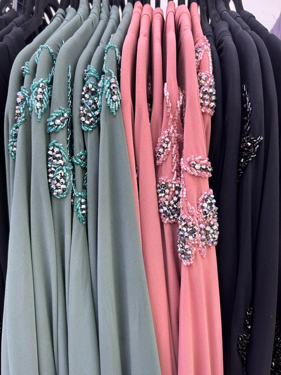 Beaded sleeve abaya.