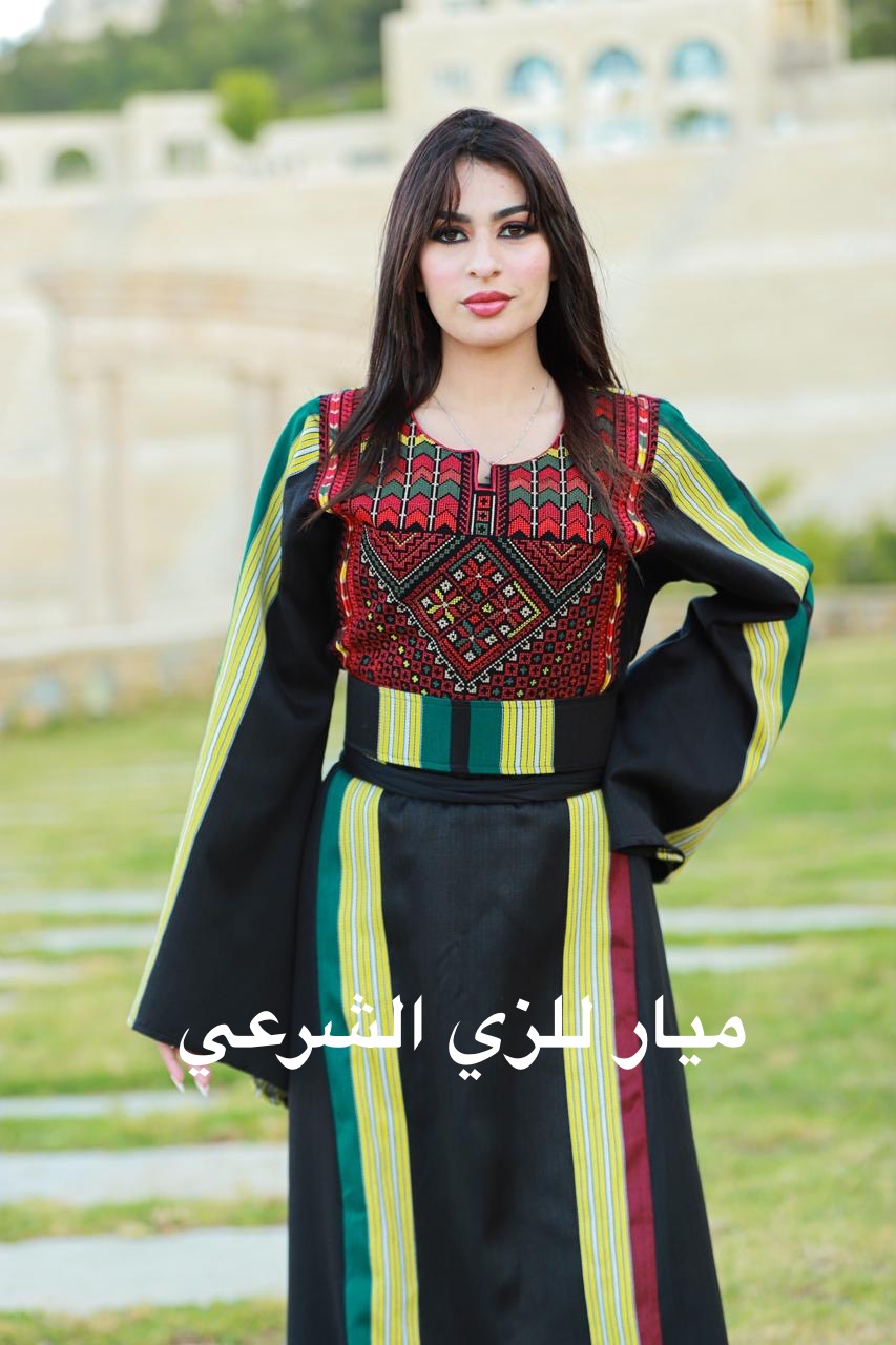 Black thobe with colorful kashmeer details.