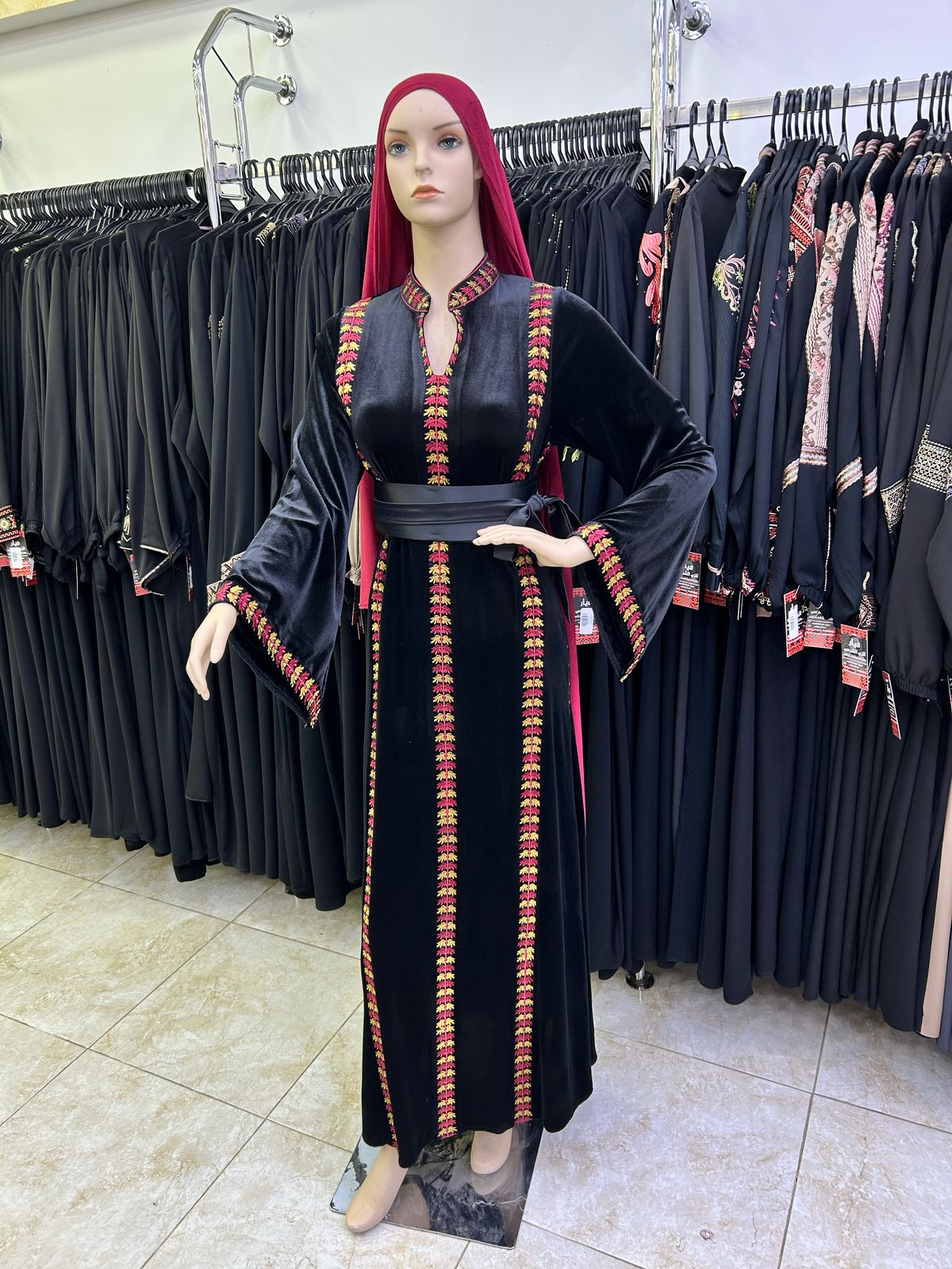 Black velvet abaya.