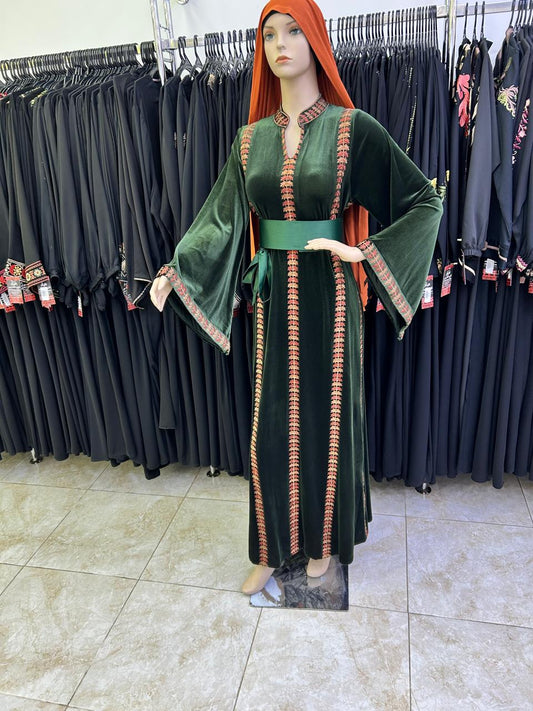 Green velvet abaya.